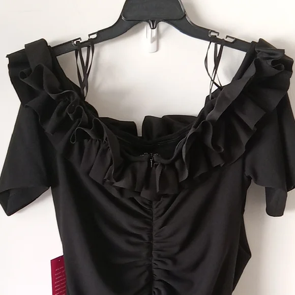 Xscape Elegant Black Midi Dress NWT Size 18W Off-Shoulder - Picture 8 of 11